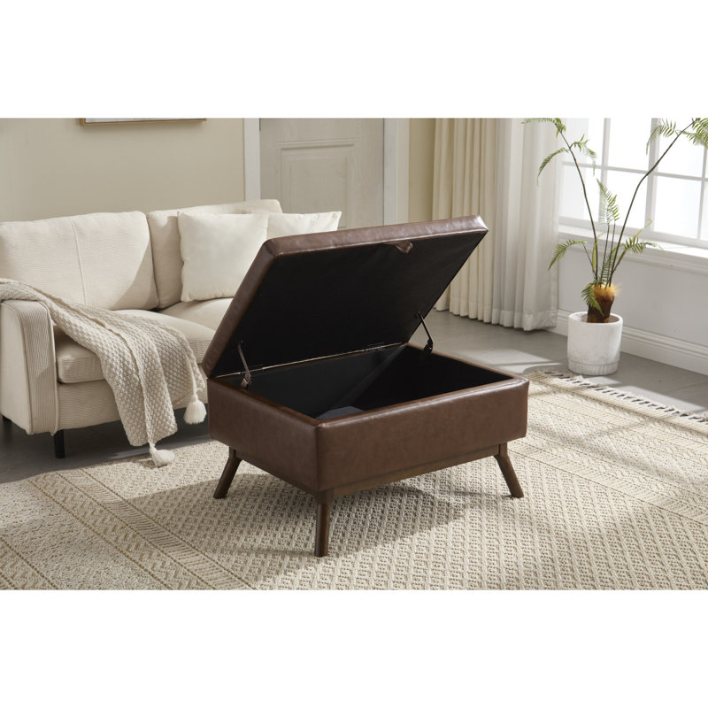 Banc de rangement Mid-Century, Café
