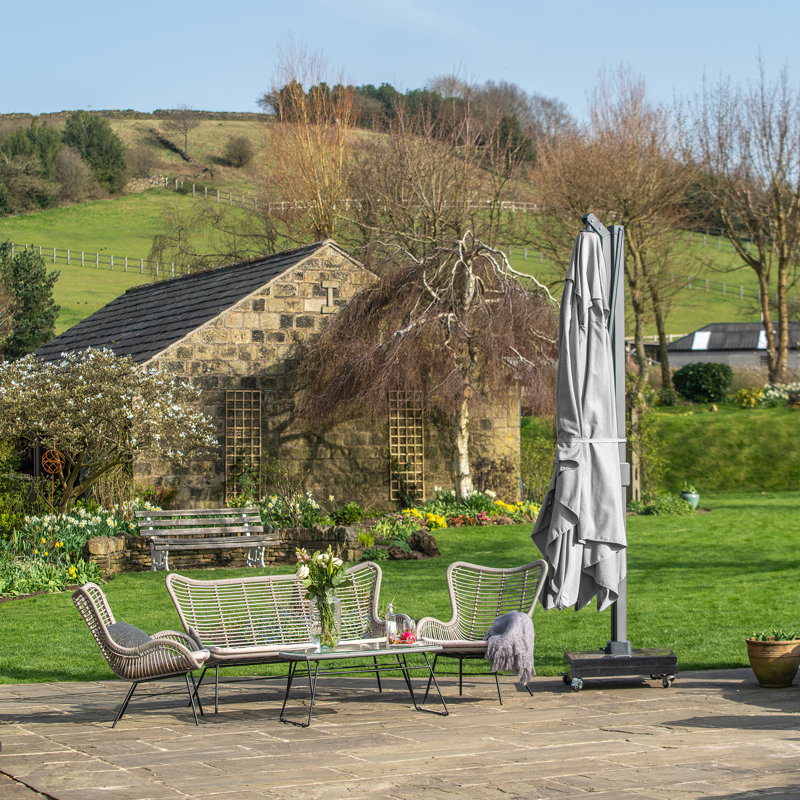 Batres 400cm X 300cm Rectangular Cantilever Parasol, Grey