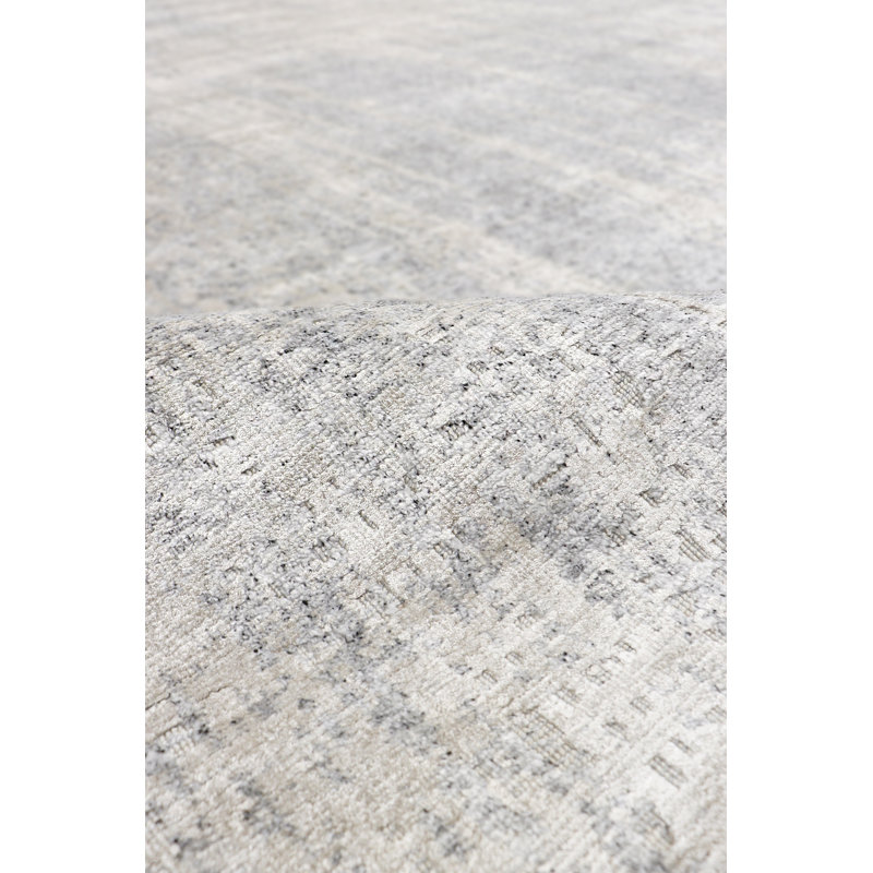 Handmade Gray Abstract Wool Viscose Silk 8' x 10' Rug