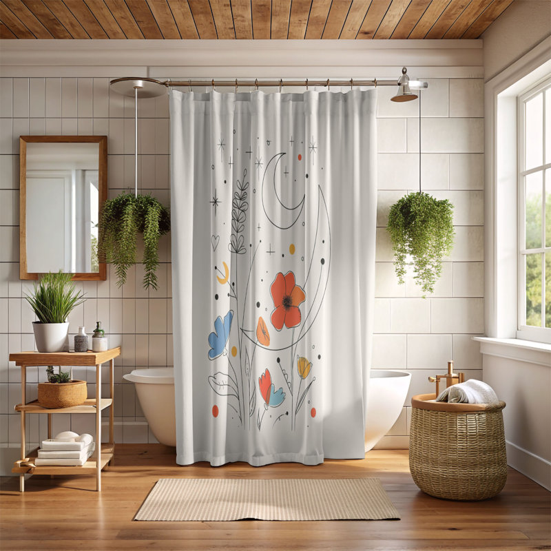 Rideau de douche standard 1 pièce, H 74 po x l 71 po, Floraison minimale
