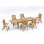 9 Pcs Grade-A Teak Wood Dining Set: 122" Atnas Double Extension Rectangle Table And 8 Marley Folding Reclining Arm Chairs #11MR2808-1063245335