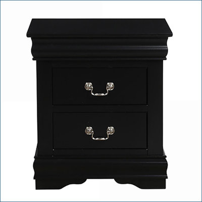 Table de chevet noire classique à 2 tiroirs pour le rangement dans la chambre à coucher