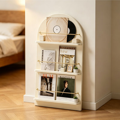 Arched Rubber Wood Magazine Storage Rack