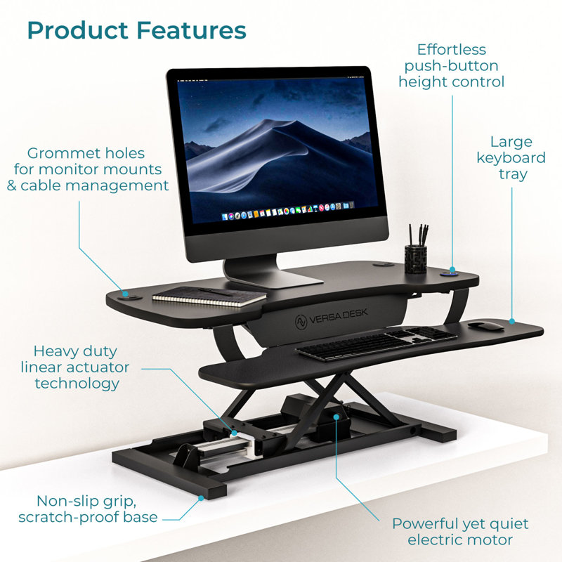 VersaDesk 36" Power Pro White Electric Standing Desk Converter