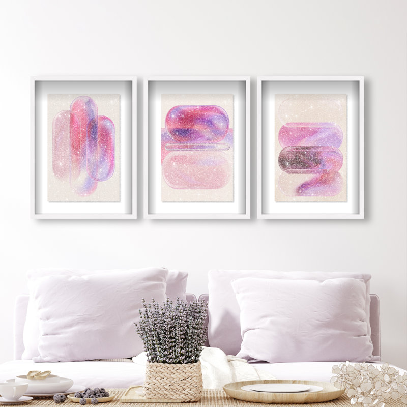 Rose Topaz Set Set by Oliver Gal, 31.5"H x 21.5"W, White Shadowbox