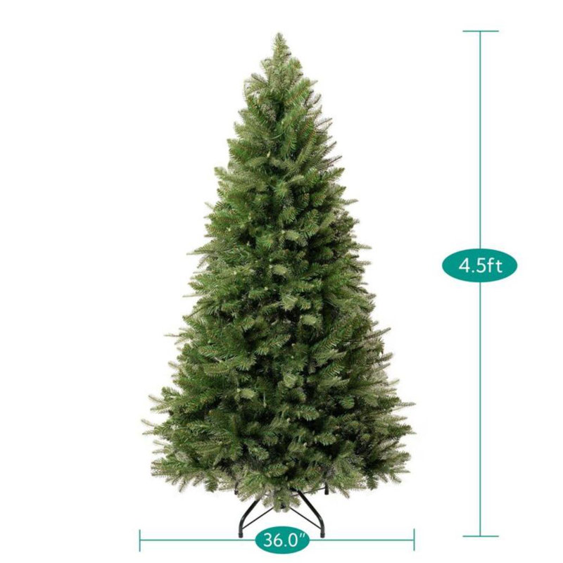 Traditional 4.5ft Prelit Artificial Christmas Tree with Warm Lights and Metal Stand