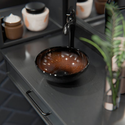 Novatto 12'' Glass Circular Bathroom Sink