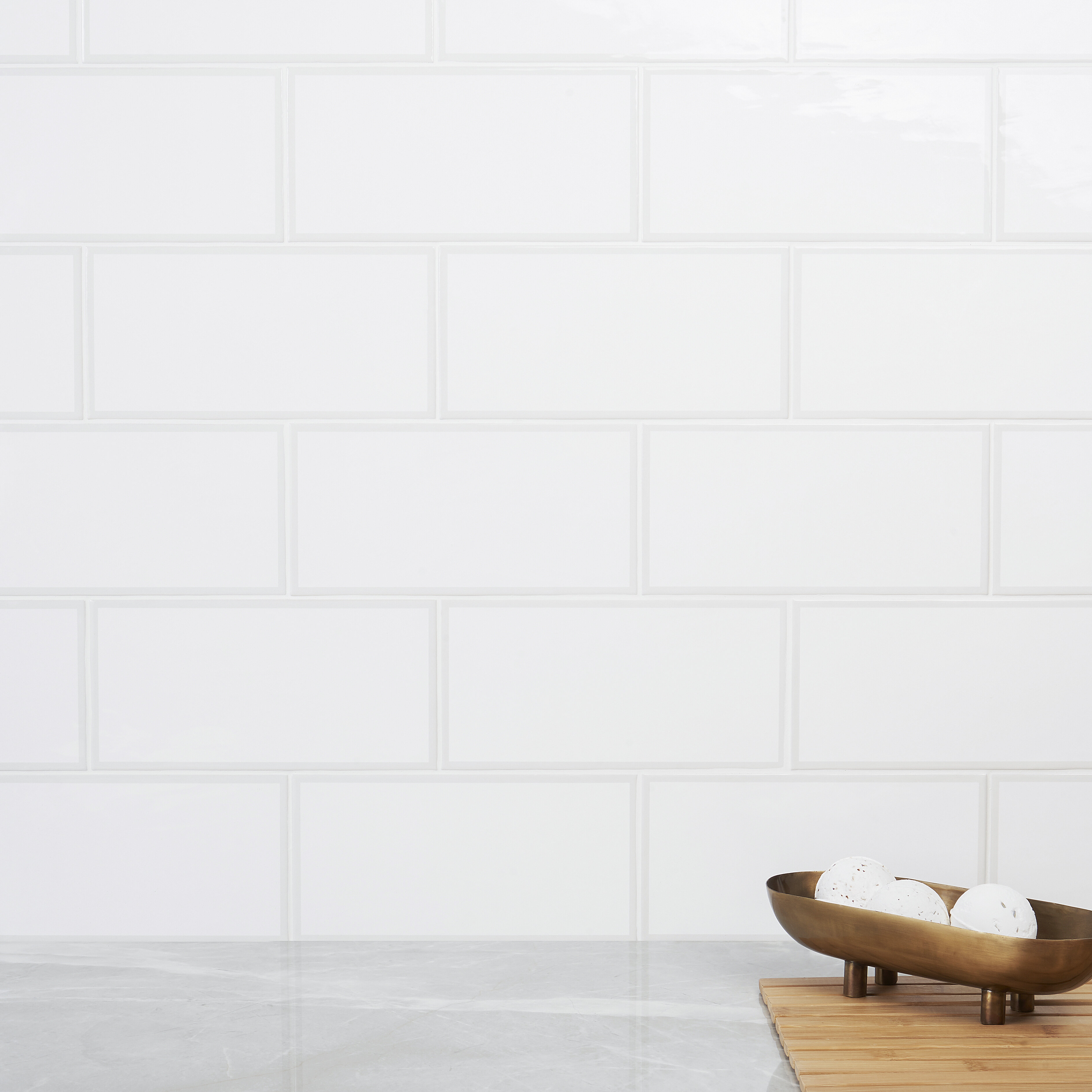 Cinq White Matte Pressed Glazed Ceramic Tile 8 x 10 in