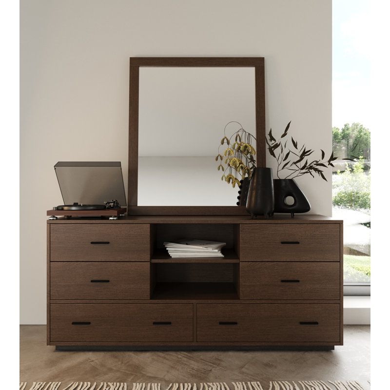 Boushra Rectangle Mirror, Dark Walnut