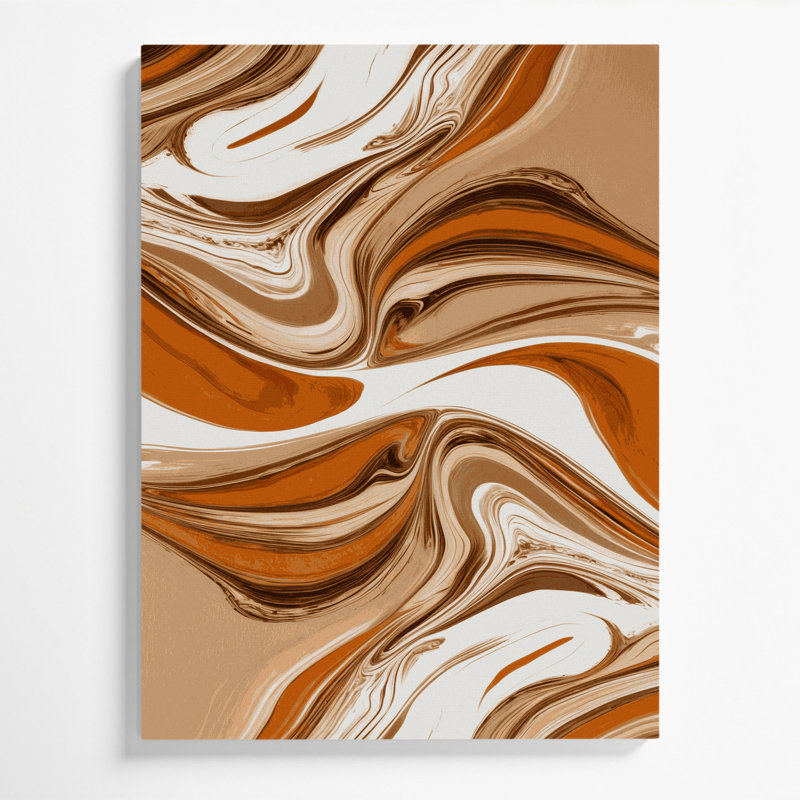 Abstrait art fluide sur toile brune 17, H 14 po x l 11 po