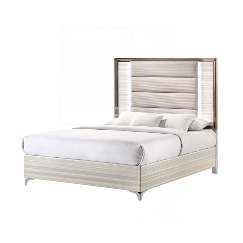 Star White Queen Bed With Led