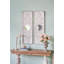Ensemble de 2 grands panneaux d'art mural en bois avec finition blanche patinée et décorations de miroir rond, 17 po x 48 po