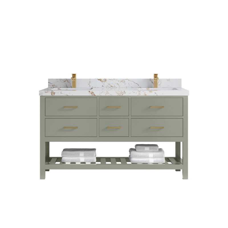 Parker 60 po X P 22 po Meuble-lavabo double D, Doré Viola
