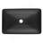 Matte Shell  Glass Rectangular Vessel Bathroom Sink In Black With  Faucet And Pop-Up Drain In Matte Black