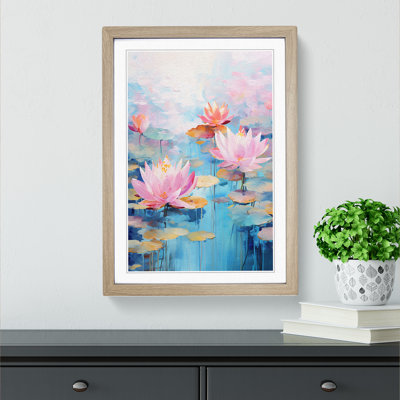 Lotus Flower Action - Single Picture Frame Print on Wood