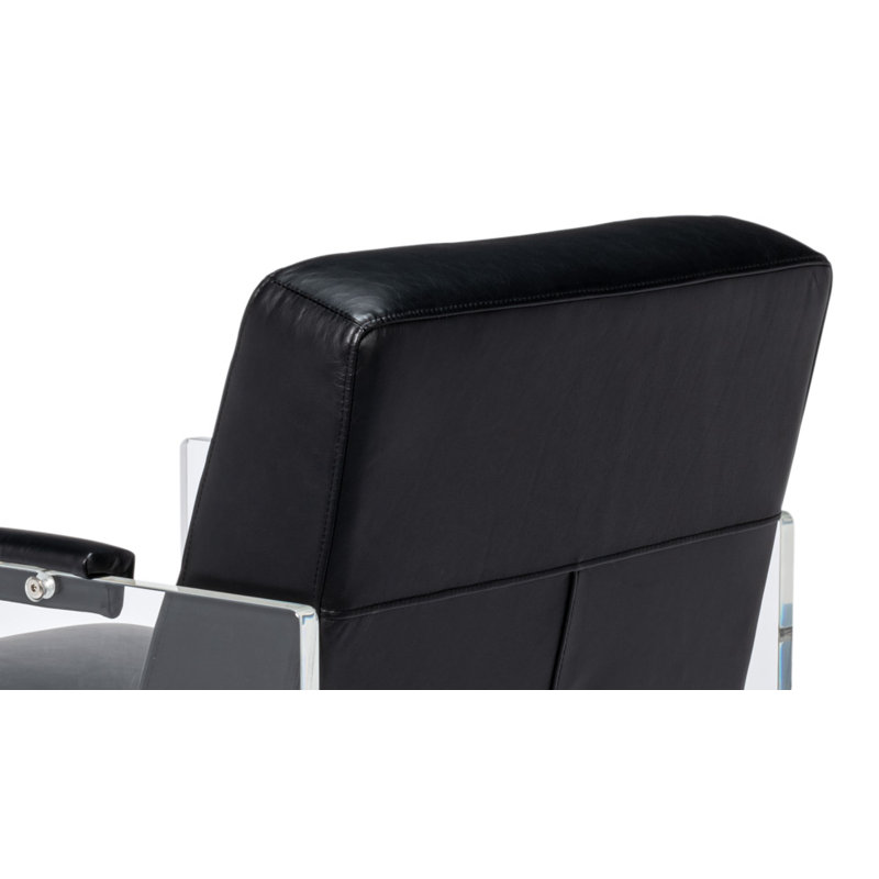 Holloway Leather Armchair, Black Genuine Leather