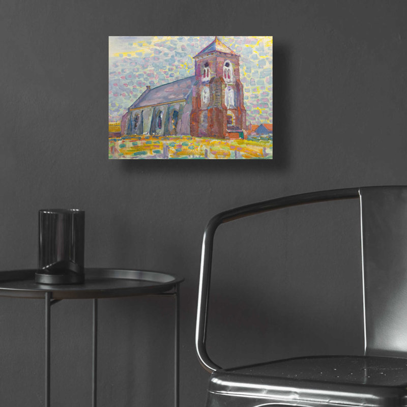 «Church In Zoutelande-1909» par Piet Mondrian, H 12 po x l 16 po x P 0,13 po