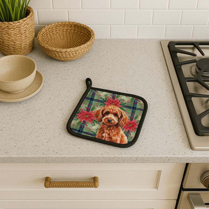 Paire de porte-casseroles Toy Poodle, Rouge