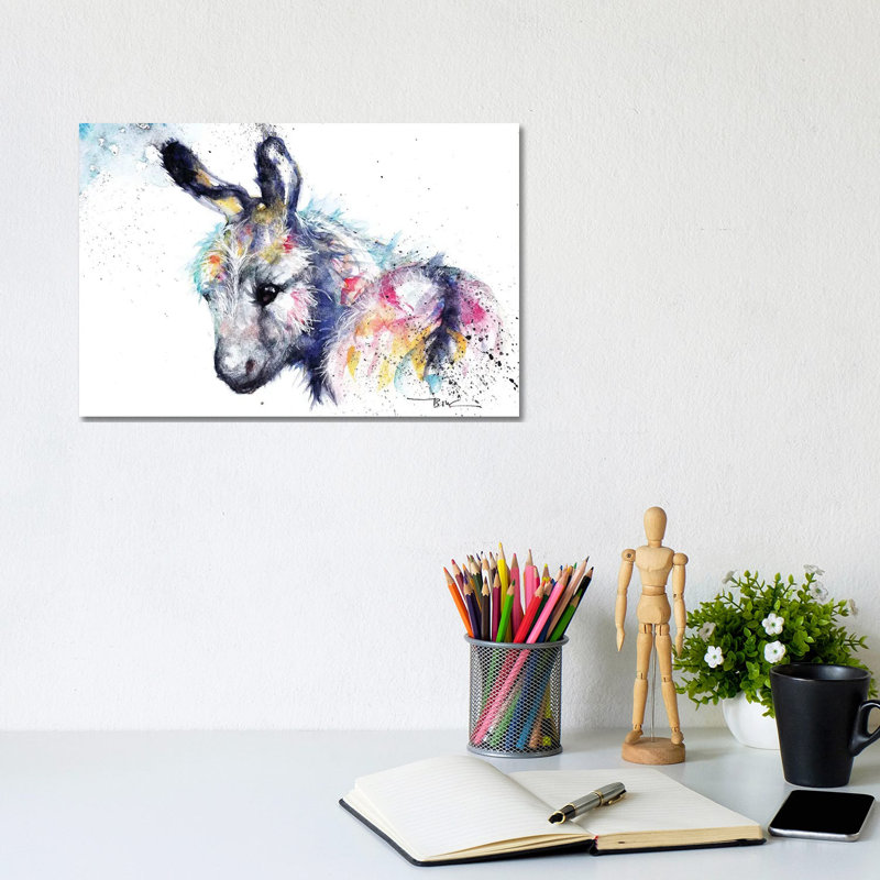 Donkey by BebesArts - Painting on Canvas, 20.32 cm H x 30.48 cm W, Wrapped Canvas