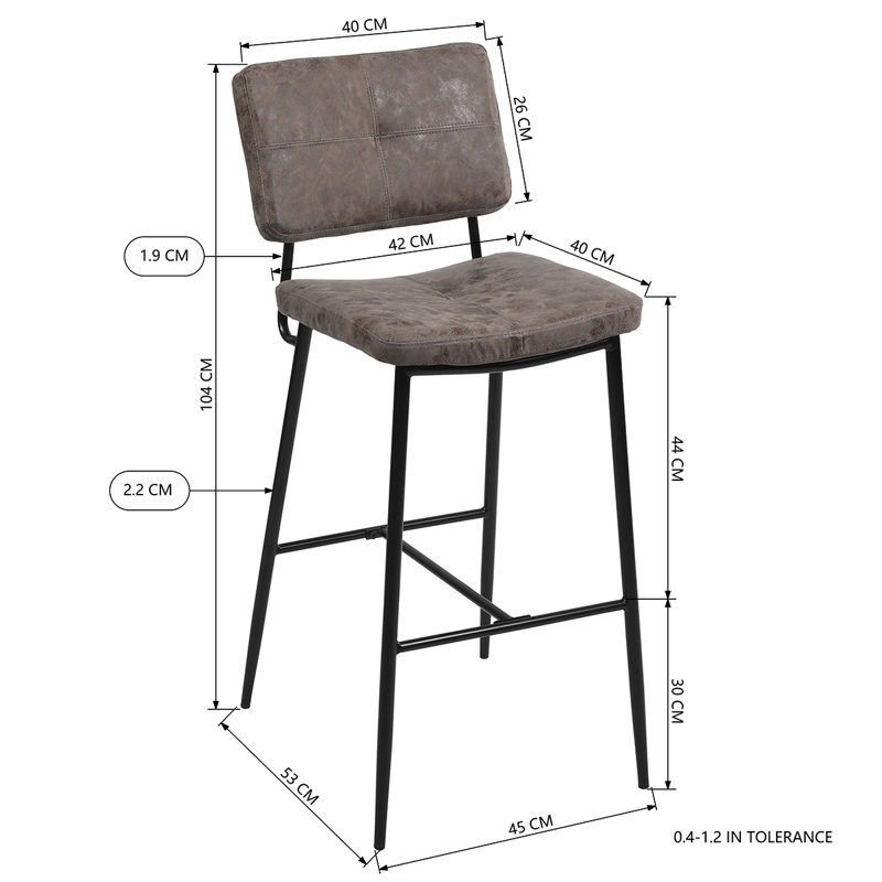 Yelton Upholstered Counter Stool with Metal Frame, Grey