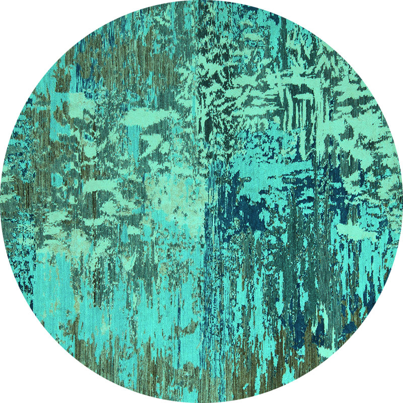 Washable Abstract Indoor Rug, Round 8'