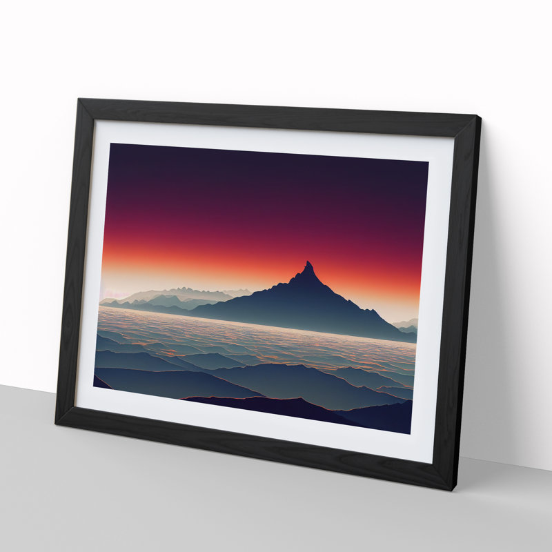 Cosmopolitan Mountain Sunset - Single Picture Frame Print, Black Framed, 46cm H x 64cm W x 2cm D