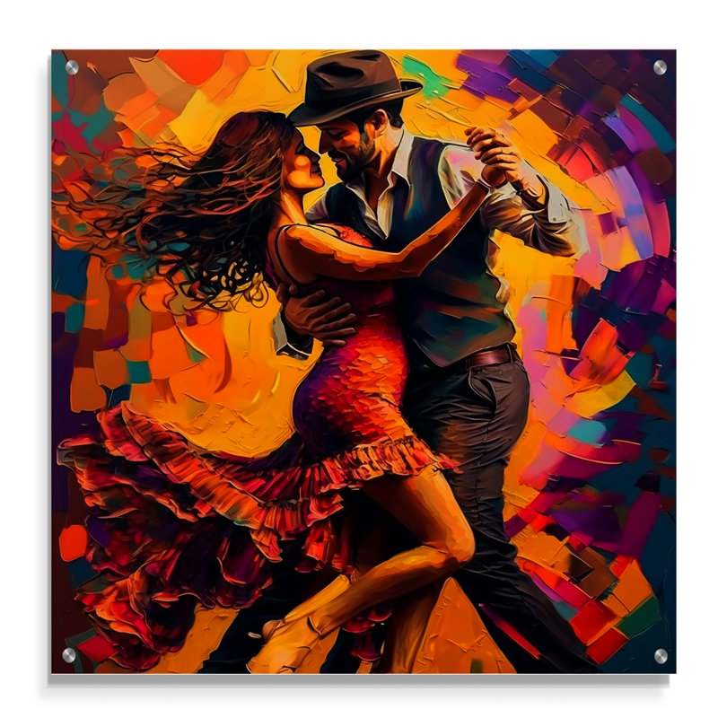 Salsa Dancers - musique, art mural acrylique, H 16 po x l 16 po