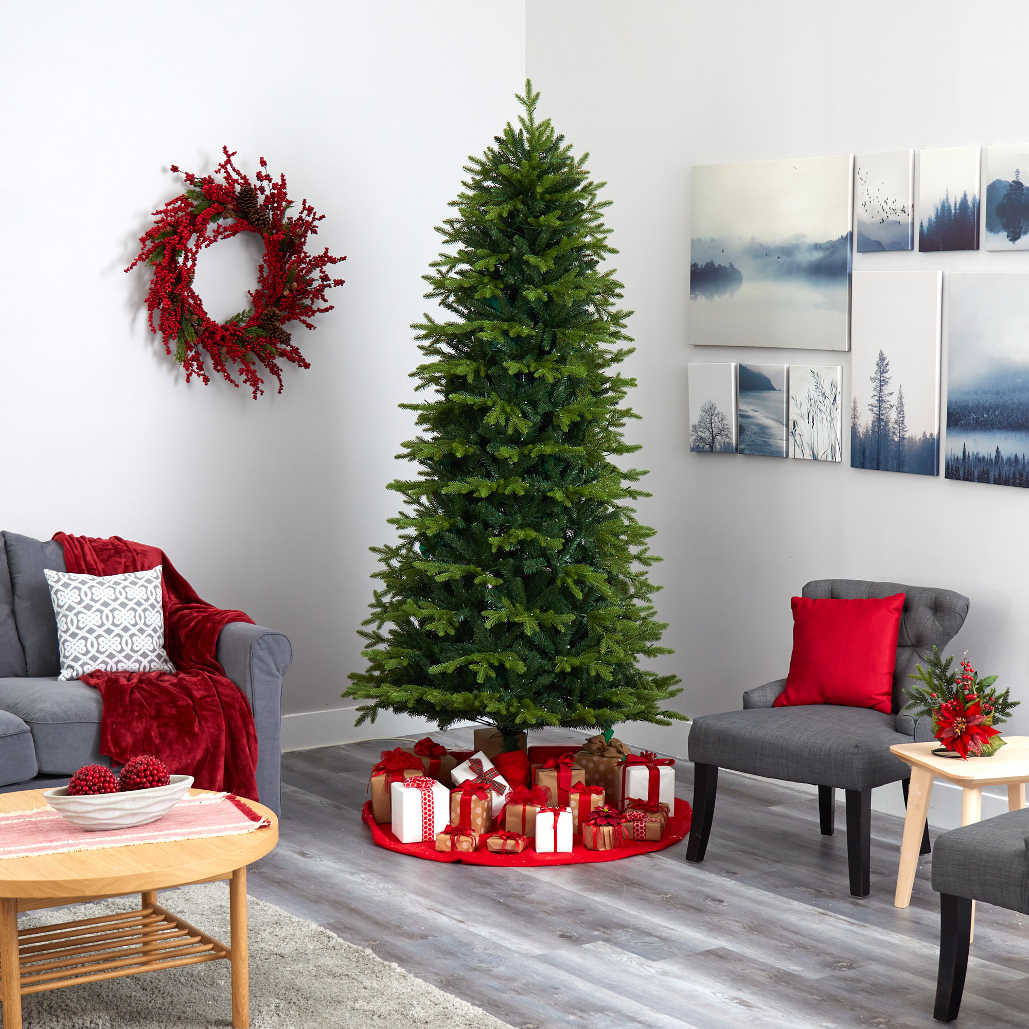Lighted Artificial Fir Christmas Tree, 7.5' H