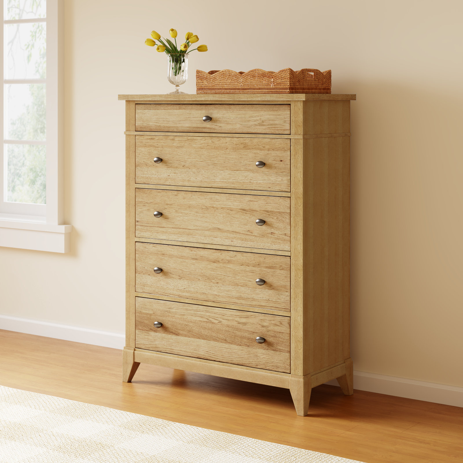 Mya 5 Drawer Dresser, Natural