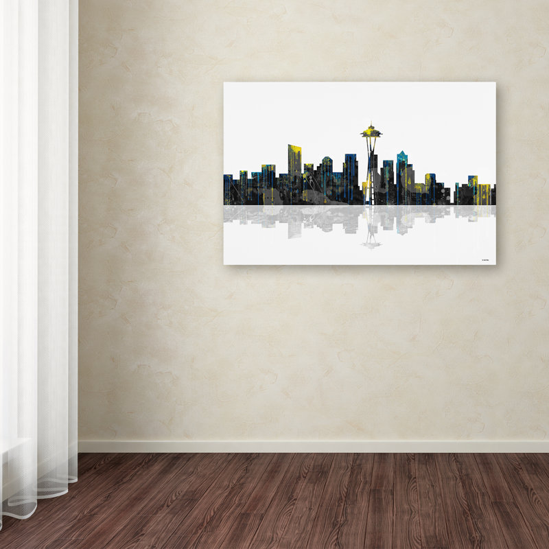 « seattle washington horizon » par marlene watson, impression sur toile tendue, H 16 po x l 24 po x P 2 po
