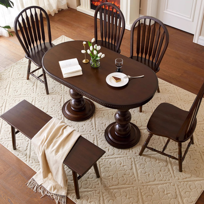 6 - Person Double Pedestal Dining Set, 30.31"H x 31.49"W x 59.05"L 