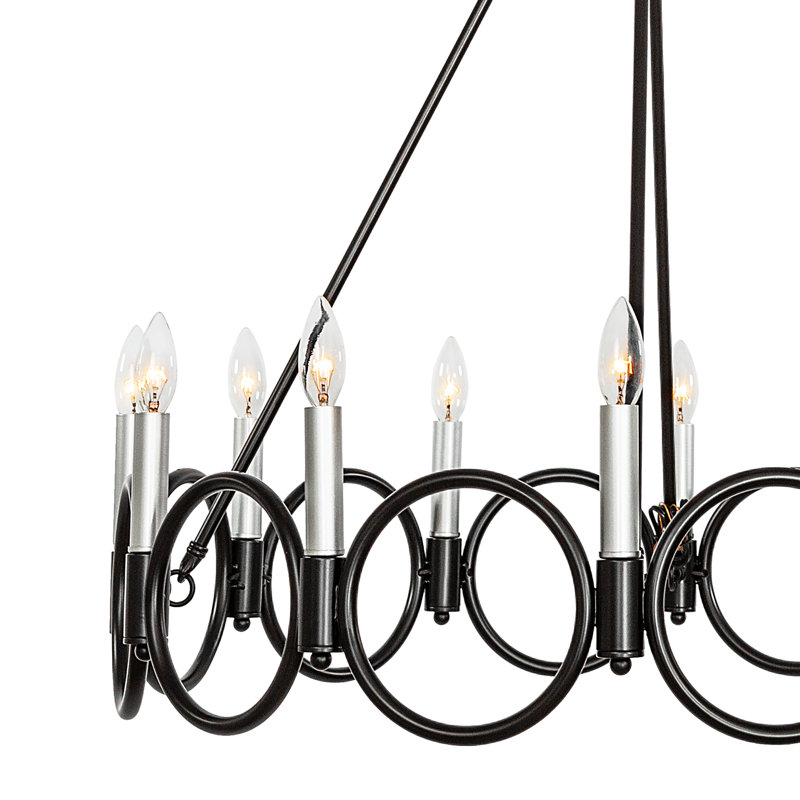 Albata 12-Light Wagon Wheel Candle Style Chandelier, Classic Black/White Antique Silver
