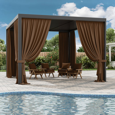 Outdoor Gazebo Curtains Polyester Side Wall For Gazebo, 4-Panels Sidewall Curtains For Patio, Garden And Backyard (Only Curtains)