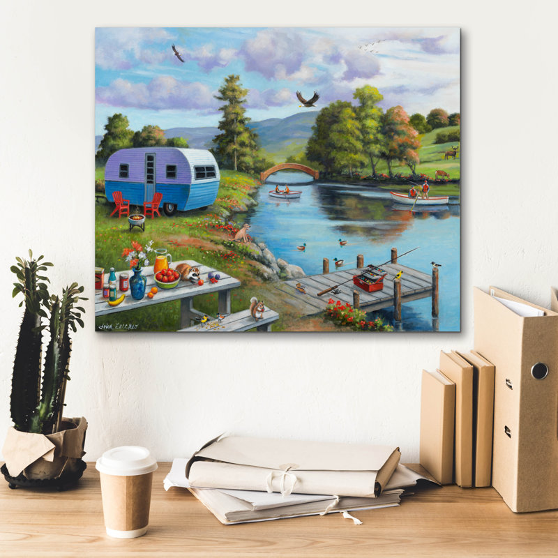 " Fishing On The River " by John Zaccheo, 20" H x 24" W x 0.75" D