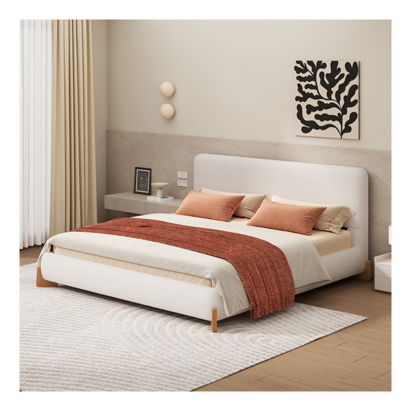 Élégant lit tapissier Boucle, une pièce maîtresse de chambre luxueuse et confortable, très grand