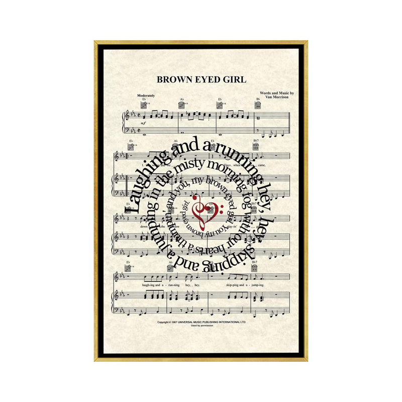 «Brown Eyed Girl», reproduction d'impression, Toile encadrée d'or, H 26 po x l 18 po x 1,5 po, Aucun mat