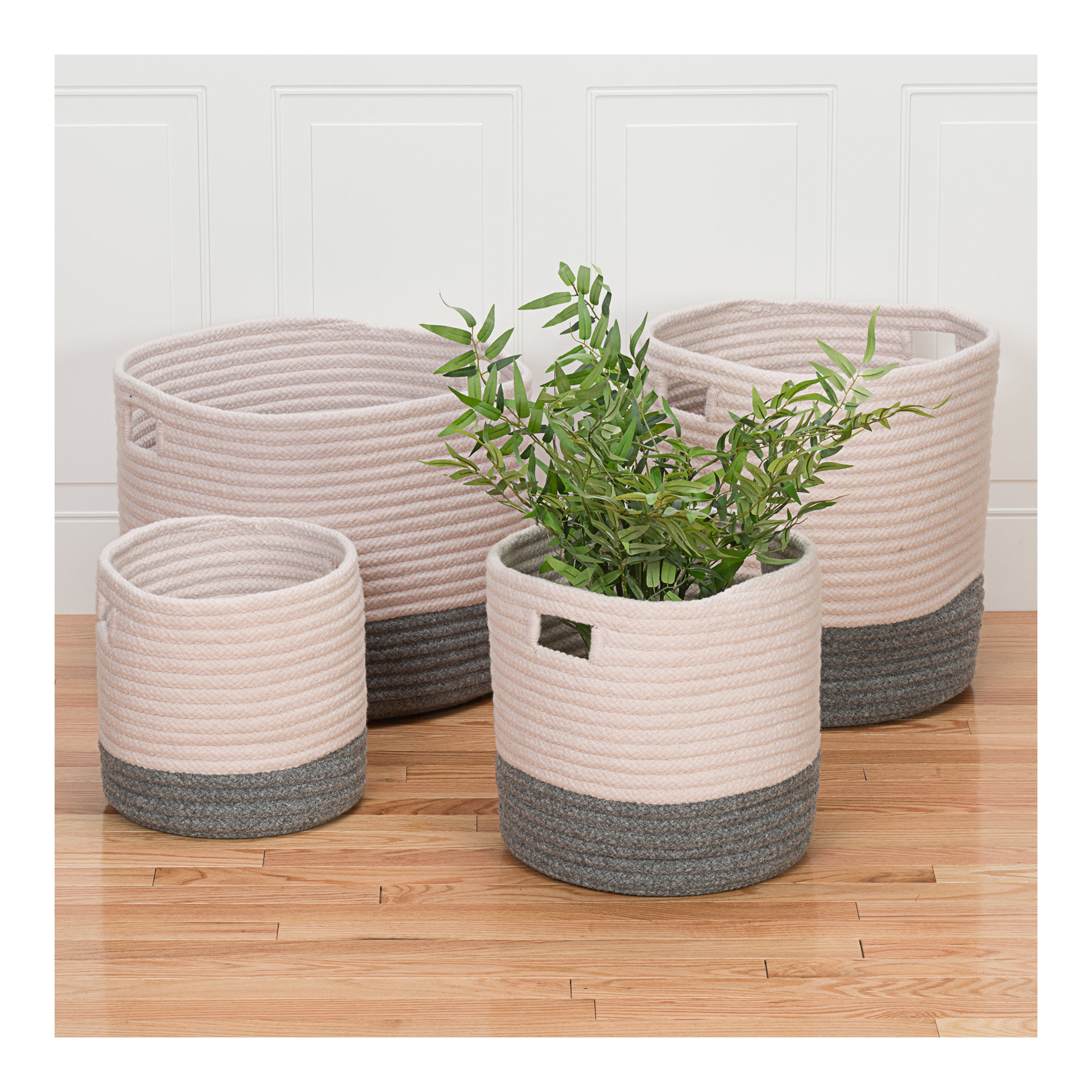 Fabric Decorative Basket 1, 20" H x 20" W x 16" D , Gray