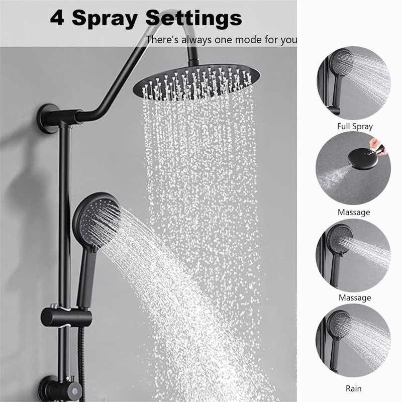 Dual Shower Head Combo – 2-In-1 Rainfall Shower System, Matte Black