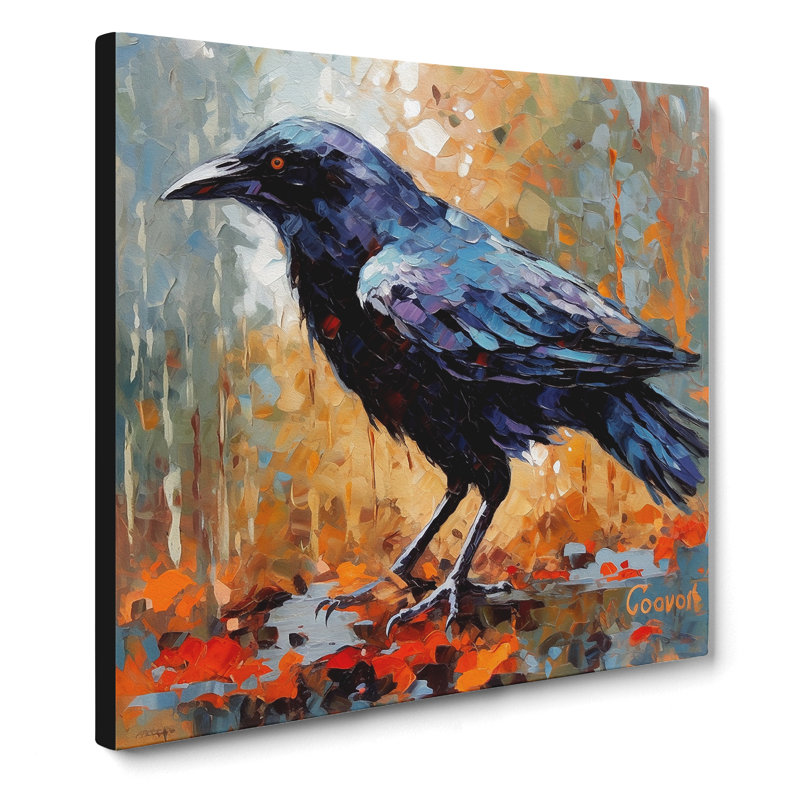 Crow Neo-Impressionism - Print, 35cm H x 35cm W x 3cm D