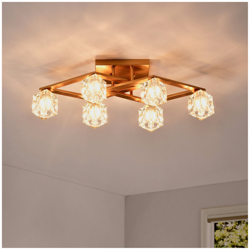 6-Light  Crystal  Ceiling Light For Dining Room, Modern Ceiling Lamp With  Light Fixture For Farmhouse Entryway Living Room (6*G9 Bulbs Included)