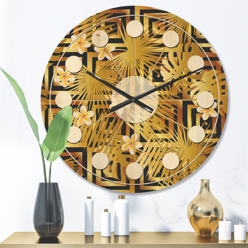 Horloge murale moderne moderne en bois doré, Moyen