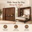 Lit escamotable Foldavere Queen en bois de noyer avec armoire réversible, lit mural pliable avec tablette de bureau de 160 cm, 2 prises de courant et 2 ports USB, vérins à gaz de 1000 N, capacité de charge de 227 kg