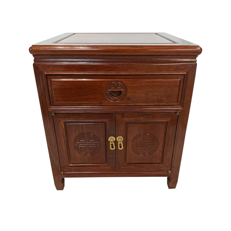 Carved Chinese End Table Rounded Peking Style