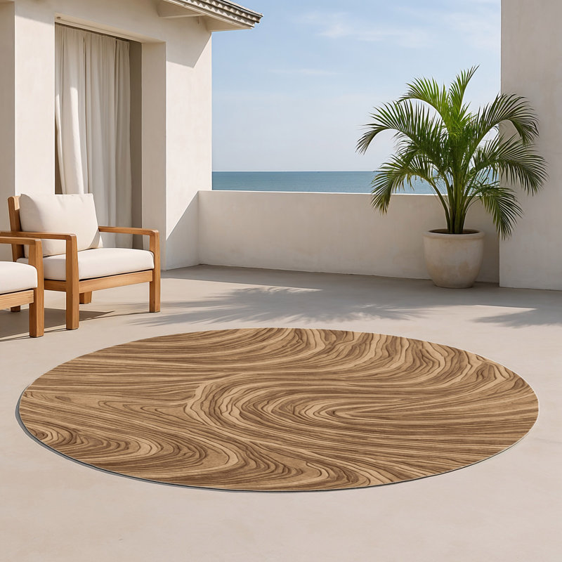 Tapis d'intérieur et d'extérieur brun Nature, Rond 5 pi
