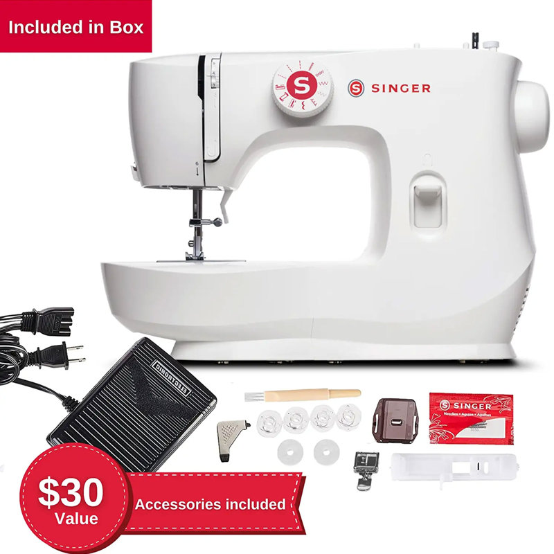 Singer MX60 Sewing Machine With 57 Stitch Applications And Accessories, White