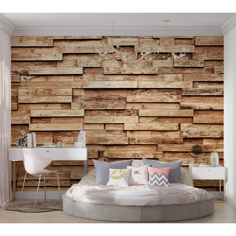 Murale bandes de palettes en bois, L 27 po x l 39 po