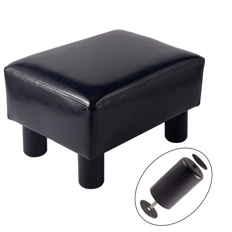 Modern Small Faux PU Leather Footstool Ottoman Footrest Stool Seat Chair  Foot Stool,Black 