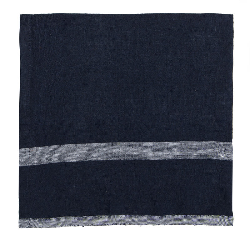Laundered Linen Square, Indigo/White