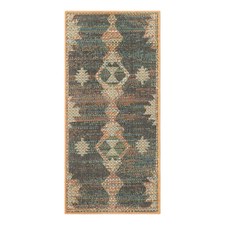 Barnesville Geometric Machine Made Power Loom Polypropylene Indoor / Outdoor Area Rug in Multi/Blue/Brown/Orange/Green