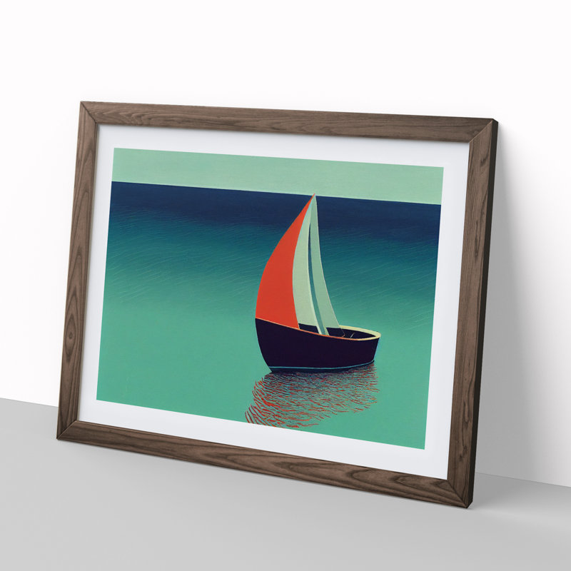 XH1022-6173X Modern Sailing Boat Vol.4 - Single Picture Frame Print, 34cm H x 46cm W x 2cm D, Walnut